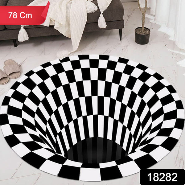3D Space Round Carpet, Floor Mat Non-Woven Doormat