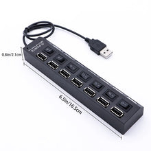 USB Splitter Multi Port USB 2.0 Hub, 7 Port with Independent On/Off Switch and LED Indicators USB A Port Data Hub, Suitable for PC Computer Keyboard Laptop Mobile HDD, Flash Drive  Etc